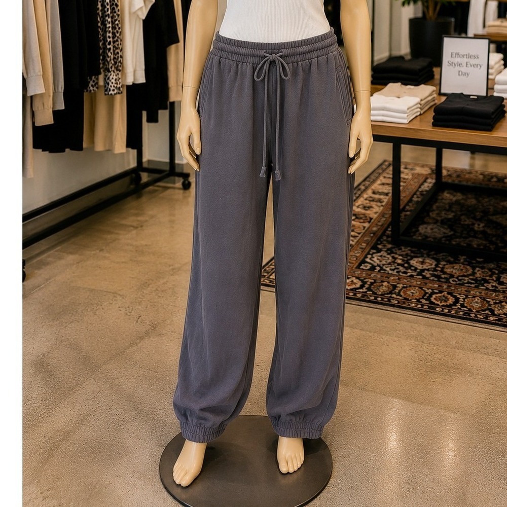 H&M Divided Women Joggers Gray Fleece Drawstring Elastic Cuff XXS